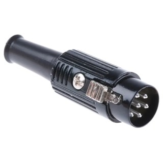 RS PRO YE-118XMB 6 Pole Straight DIN Plug, Cable Mount, Push Lock, Male, Shielded, 4A, 100V AC, ABS, Brass, Silver 490-917