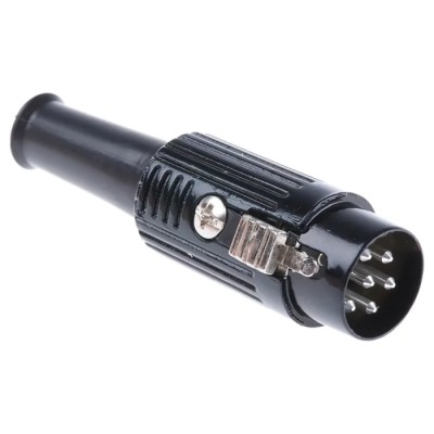 RS PRO YE-118XMB 6 Pole Straight DIN Plug, Cable Mount, Push Lock, Male, Shielded, 4A, 100V AC, ABS, Brass, Silver 490-917