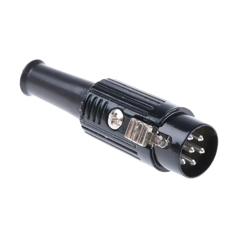 RS PRO YE-118XMB 6 Pole Straight DIN Plug, Cable Mount, Push Lock, Male, Shielded, 4A, 100V AC, ABS, Brass, Silver 490-917