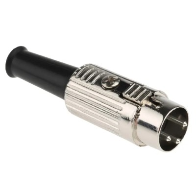 RS PRO YE-118XM 3 Pole Straight Standard DIN Plug 100V AC 4A Push Lock Cable Male 491-112