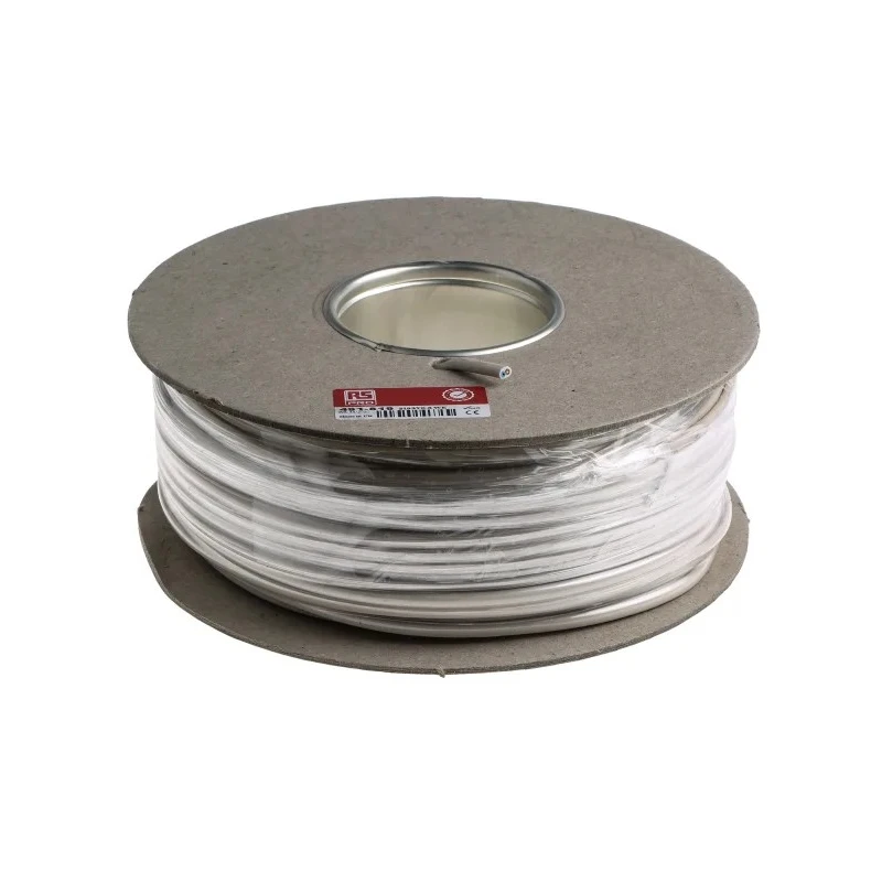 RS PRO H03VVH2-F 100 m 2 Core Power Cable, White PVC Jacket, 300V, Stranded Copper, 5.6mm OD, 70°C