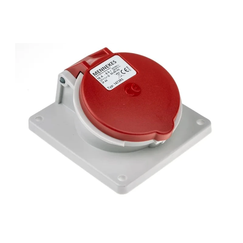 Mennekes Panel Mount Industrial Power Connector 16A 400V IP44 Red, 4-Pole, Polycarbonate, Screw, Model 