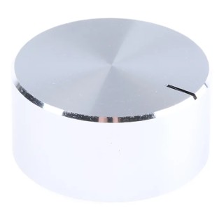 RS PRO Potentiometer Knob, 29 mm Diameter, Silver, Aluminium, Circular Shaft, Grub Screw, 6.4 mm Shaft, 14 mm Height 498-924