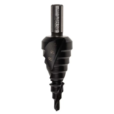 EXACT High Speed Steel Step Drill Bit, 4 to 12 mm Range, Hex Shank, Titanium Aluminium Nitride Finish, 4407022