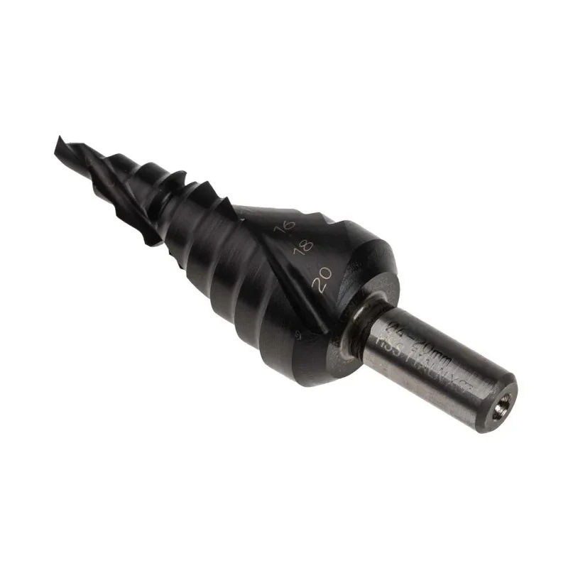 EXACT High Speed Steel Step Drill Bit, 4 to 12 mm Range, Hex Shank, Titanium Aluminium Nitride Finish, 4407022