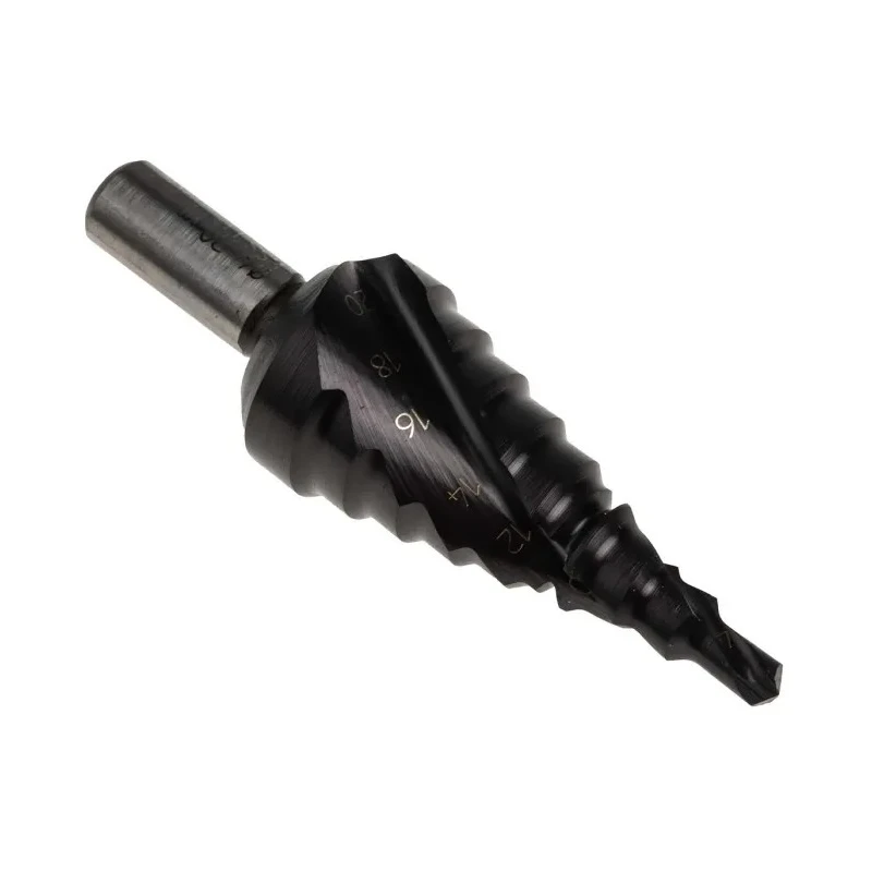 EXACT High Speed Steel Step Drill Bit, 4 to 12 mm Range, Hex Shank, Titanium Aluminium Nitride Finish, 4407022