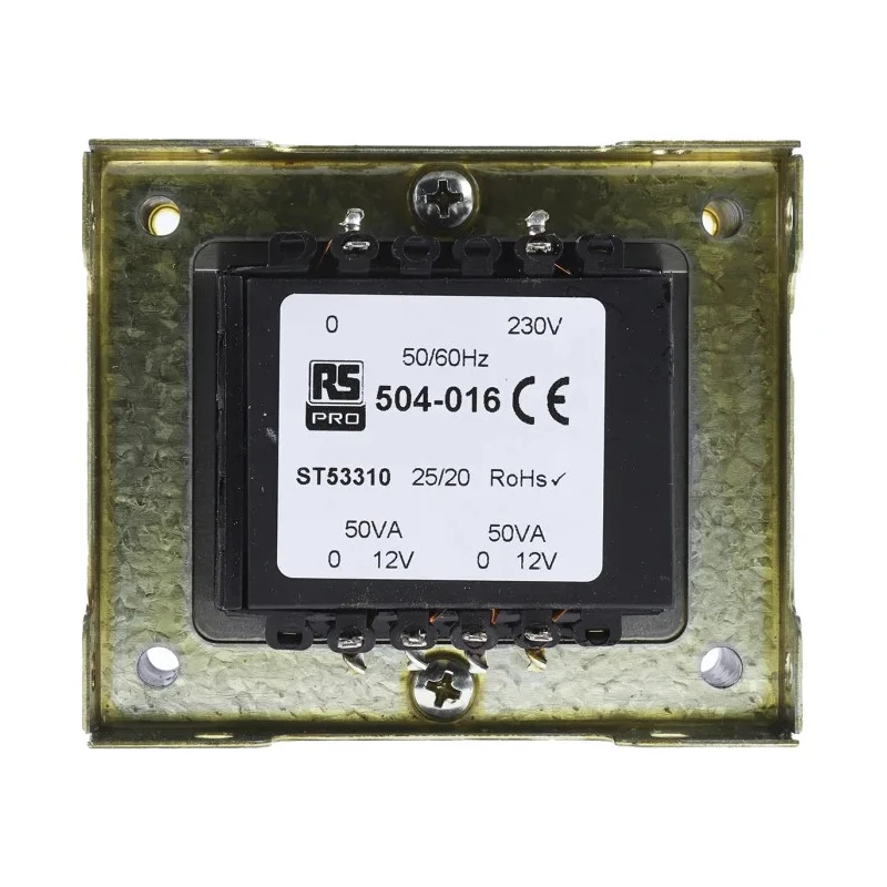 RS PRO Chassis Mount Transformer 2 Outputs 200 VA 12 V AC 230 V AC 504-016