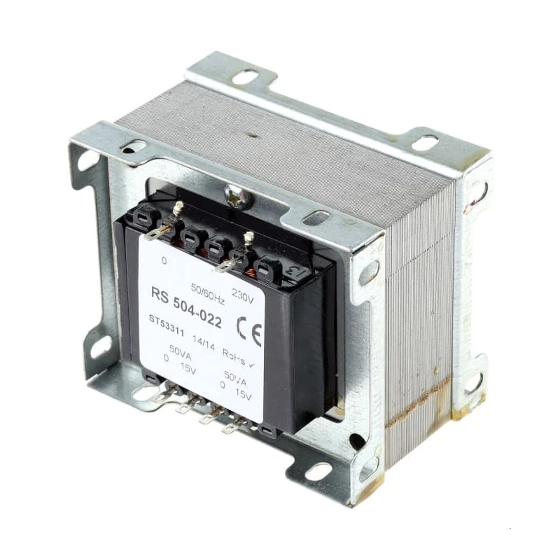 RS PRO 2 Output Chassis Mount Transformer 200 VA, 230 V ac Primary, 15 V ac Secondary, 504-022