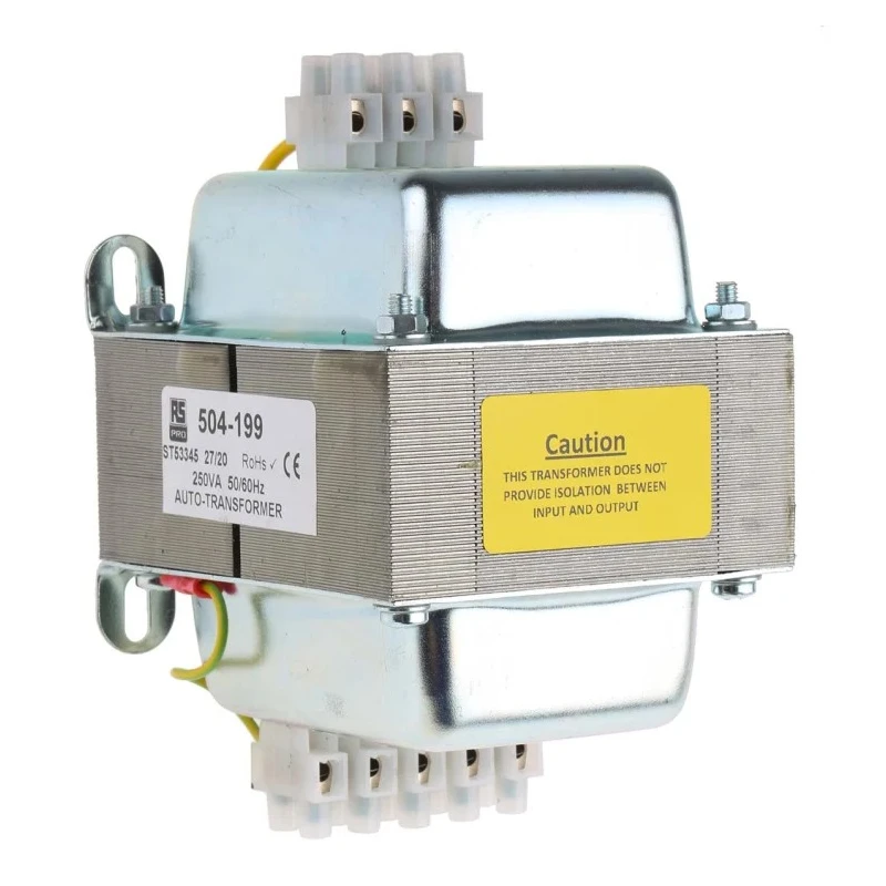 RS PRO Enclosed Auto-Transformer 250 VA, 240 V AC Primary, 115 V AC Secondary, Wall Mount, Terminal Block 504-199