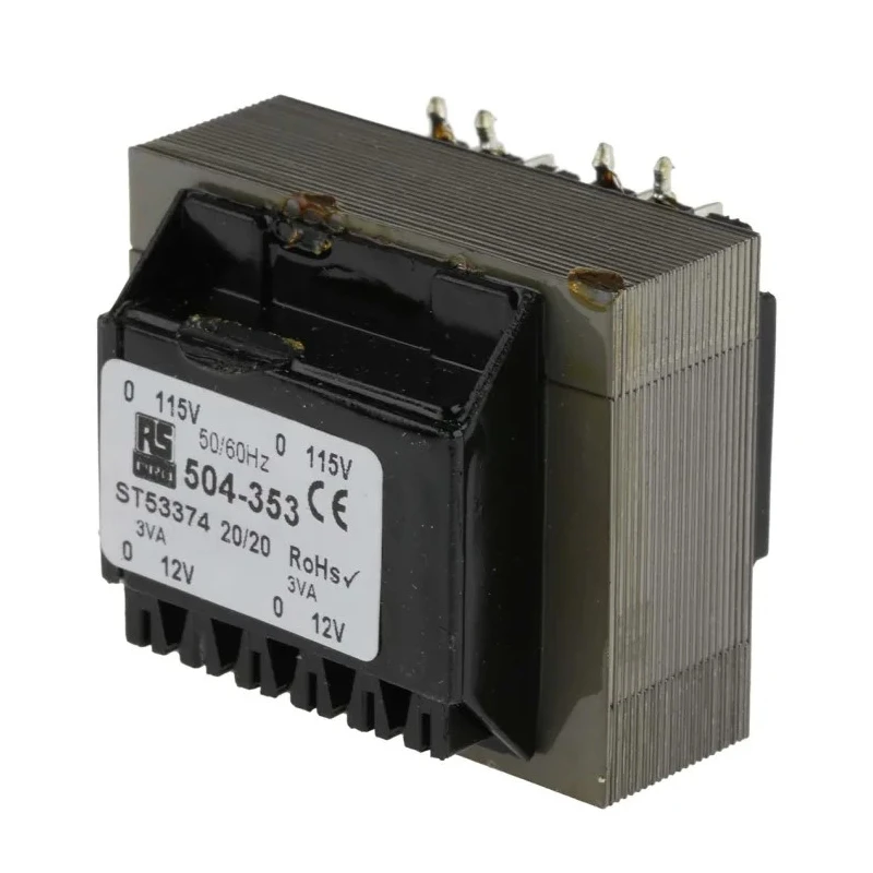 RS PRO 24 V AC PCB Transformer Through Hole, 2 Output, Dual Secondary Dual Primary, 2 x 115 V AC Primary, 82% 504-353