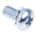RS PRO Sems Screw M5 x 10 mm Bright Zinc-Plated Steel Pan Head with Spring Washer 278-736