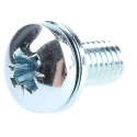 RS PRO Bright Zinc Steel Sems Screw, Pan Head, Spring Washer, M5 Thread, 16mm Length, Pozidriv BS 4183/DIN 127B 279-234
