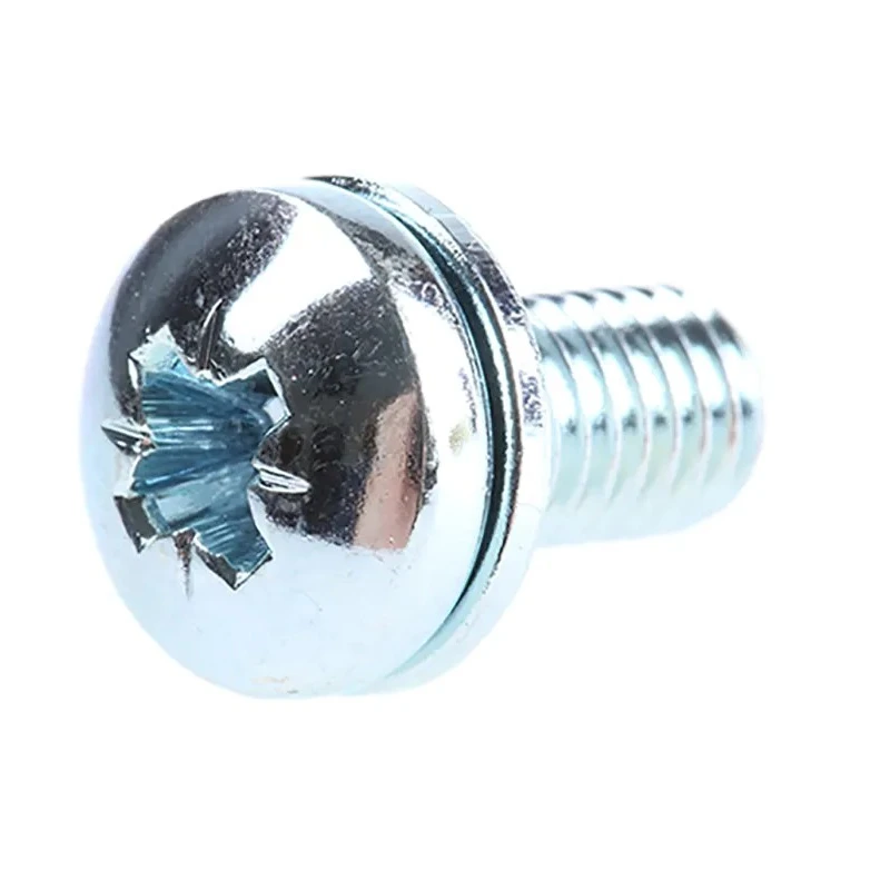 RS PRO Bright Zinc Steel Sems Screw, Pan Head, Spring Washer, M5 Thread, 16mm Length, Pozidriv BS 4183/DIN 127B 279-234