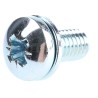 RS PRO Bright Zinc Steel Sems Screw, Pan Head, Spring Washer, M5 Thread, 16mm Length, Pozidriv BS 4183/DIN 127B 279-234