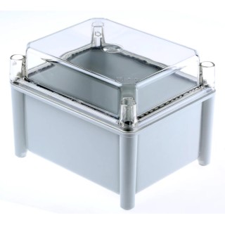 RS PRO Fibreglass Enclosure, Grey, Transparent Lid, IP66, IK10, 150mm Height x 185mm Length x 130mm Width 507-977