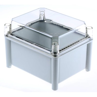 RS PRO Fibreglass Enclosure, Grey, Transparent Lid, IP66, IK10, 150mm Height x 185mm Length x 130mm Width 507-977