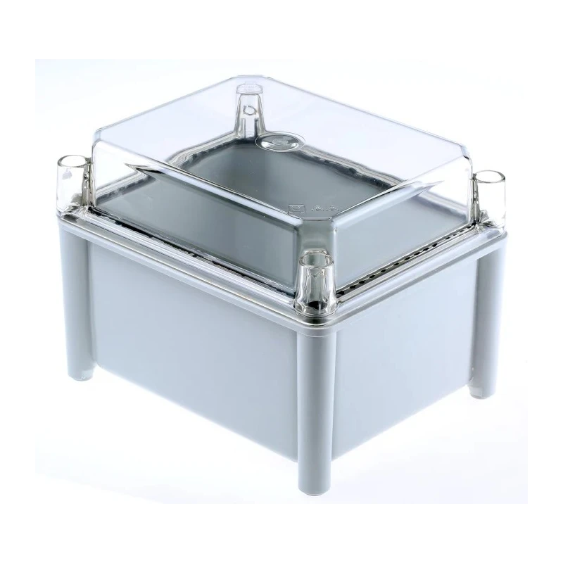 RS PRO Fibreglass Enclosure, Grey, Transparent Lid, IP66, IK10, 150mm Height x 185mm Length x 130mm Width 507-977