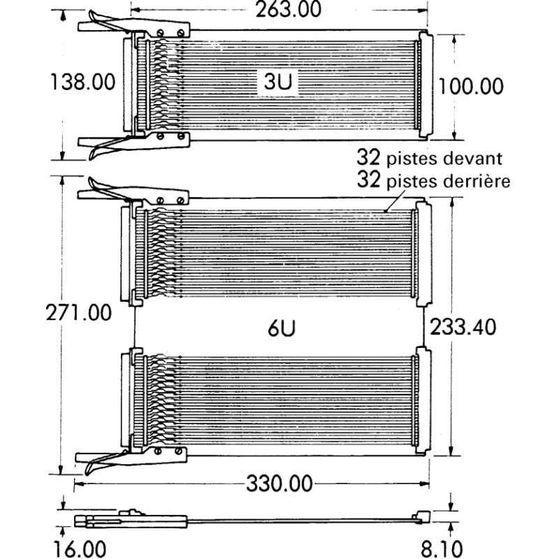 Vero Technologies 64 Way 2 Eurocard Extender Board FR4, 300 mm x 233 mm, Double-Sided, DIN 41612, 09-0106
