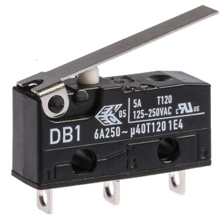ZF Lever Micro Switch, Solder Terminal, 6A, 250 V AC, SPDT, IP50, DB1C-A1LC