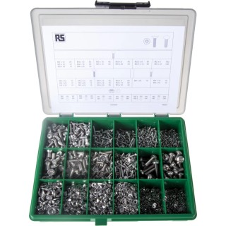 RS PRO Stainless Steel 3168 Piece Pozidriv Drive Machine Screw and Bolt Kit 281-984