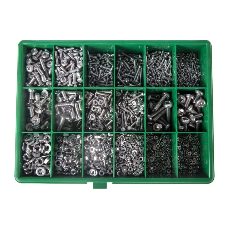 RS PRO Stainless Steel 3168 Piece Pozidriv Drive Machine Screw and Bolt Kit 281-984