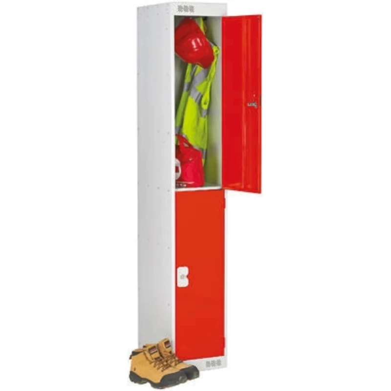 RS PRO 2 Door Steel Red Industrial Locker 1800 mm x 300 mm x 450 mm 521-342
