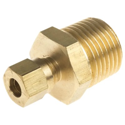 RS PRO Brass Compression Fitting for Thermocouple or PRT Probe, BSPT Thread, RoHS, 286-771