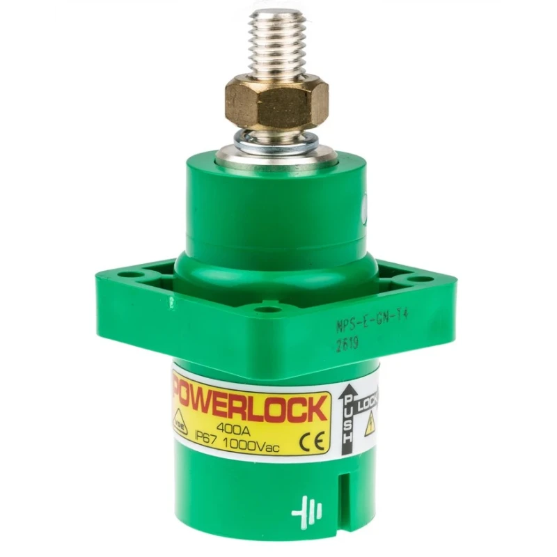 ITT Cannon Veam Powerlock IP67 Green Panel Mount Industrial Power Connector, 1P, 400A, 1.0kV, Straight, NPS-E-GN-T4