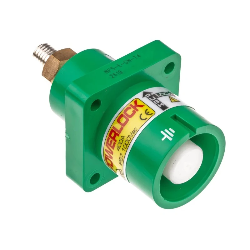 ITT Cannon Veam Powerlock IP67 Green Panel Mount Industrial Power Connector, 1P, 400A, 1.0kV, Straight, NPS-E-GN-T4
