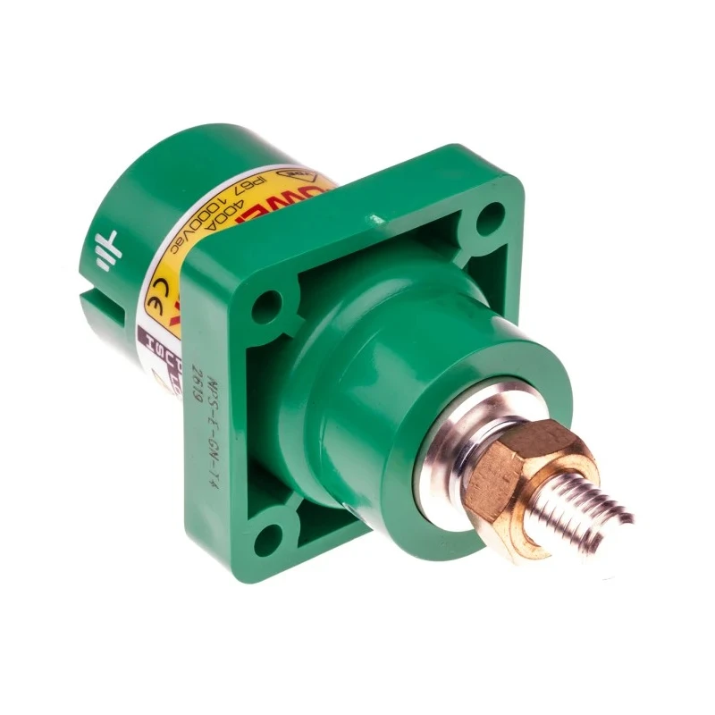 ITT Cannon Veam Powerlock IP67 Green Panel Mount Industrial Power Connector, 1P, 400A, 1.0kV, Straight, NPS-E-GN-T4