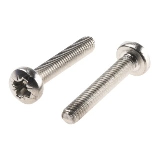 RS PRO Pozidriv Pan Head Stainless Steel Machine Screw M3.5 × 20 mm, A2 Grade, DIN 7985, 528-794