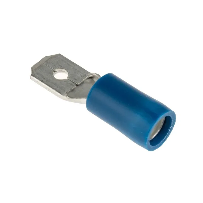 RS PRO Blue Insulated Male Spade Connector Crimp 6.35 x 0.8 mm Tab Size 16 AWG to 14 AWG 534-682