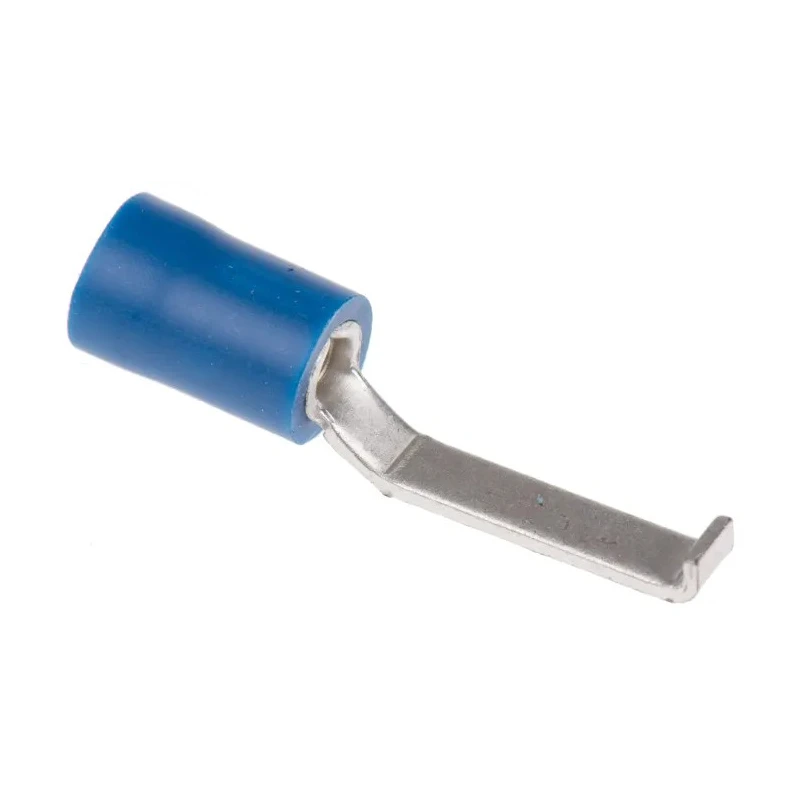 RS PRO Hooked Insulated Crimp Blade Terminal 17.6 mm Blade Length, 16 AWG to 14 AWG, Blue 534-727