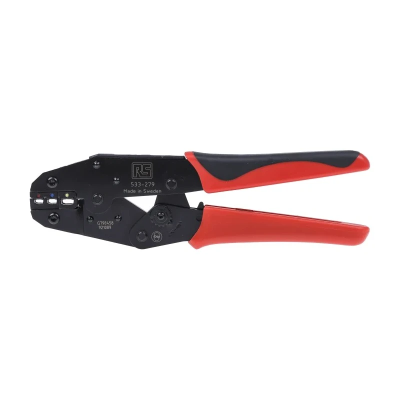 RS PRO Crimp Tool for Insulated Terminals 6.0 mm² to 0.75 mm², AWG 22–10, 225 mm Red Blue Yellow 533-279