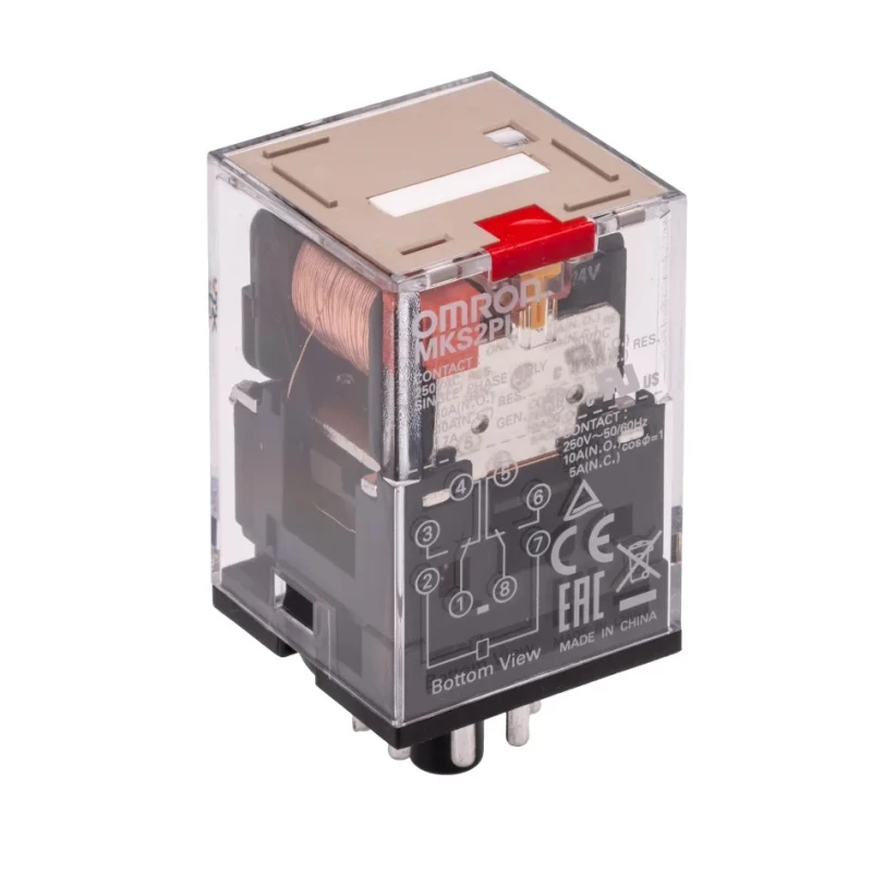 Omron Power Relay 24V AC Coil, 10A Switching Current, DPDT Plug-In Silver Alloy Contacts MKS2PI 24VAC