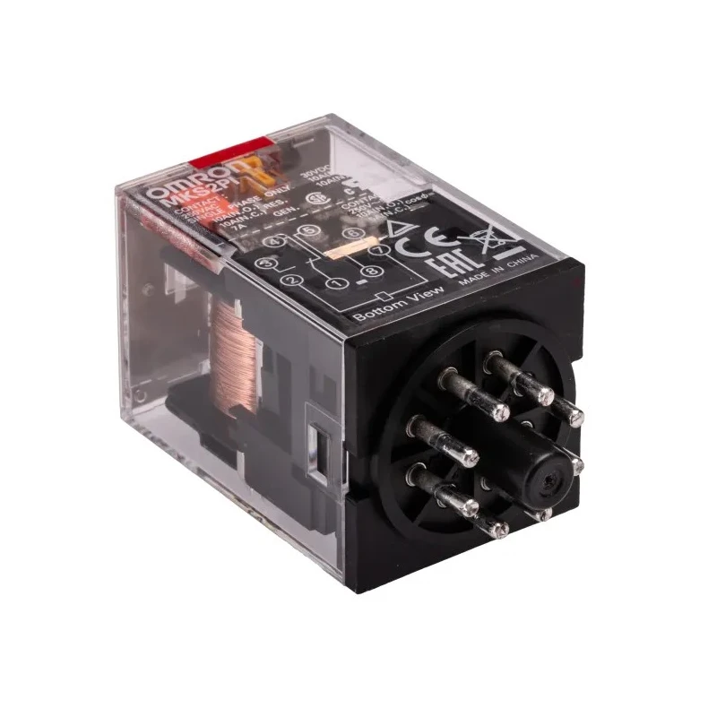 Omron Power Relay 24V AC Coil, 10A Switching Current, DPDT Plug-In Silver Alloy Contacts MKS2PI 24VAC