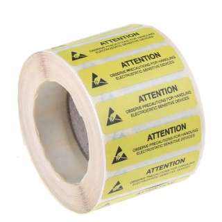 RS PRO Yellow Vinyl ESD Label, Attention Observe Precautions, Self-Adhesive, 45mm x 13mm, 1000 Labels, 550-549