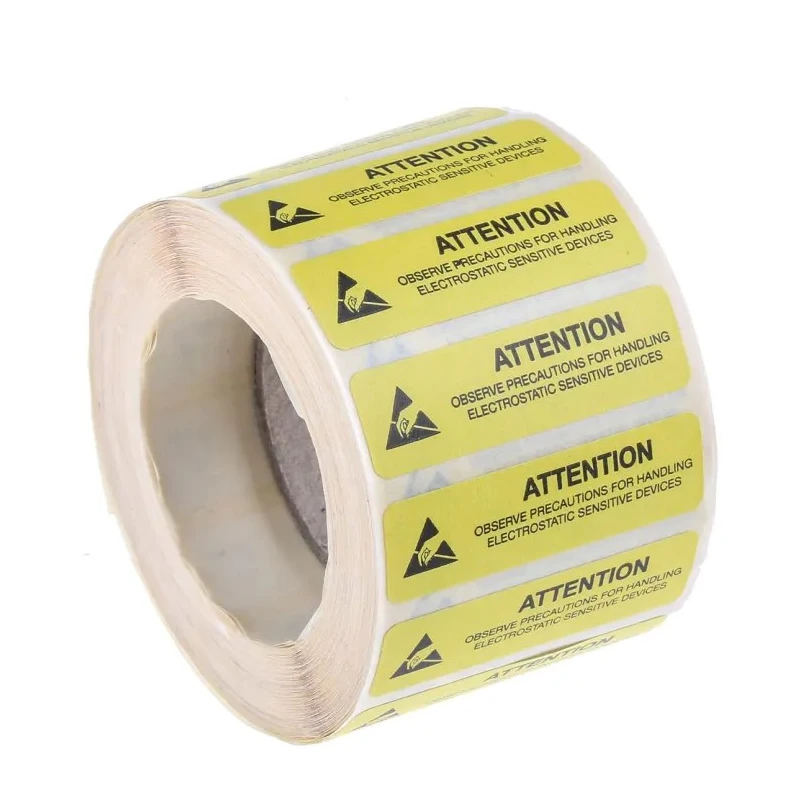 RS PRO Yellow Vinyl ESD Label, Attention Observe Precautions, Self-Adhesive, 45mm x 13mm, 1000 Labels, 550-549