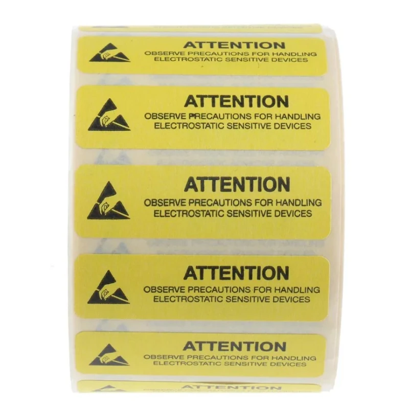 RS PRO Yellow Vinyl ESD Label, Attention Observe Precautions, Self-Adhesive, 45mm x 13mm, 1000 Labels, 550-549