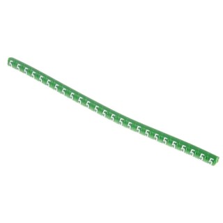 HellermannTyton Helagrip Slide-On Cable Marker, Pre-Printed "5", PVC, 1–3 mm Cable, Green/White, 3.5×3.3 mm, 901-10349