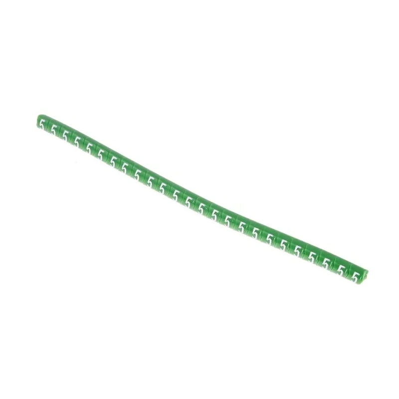 HellermannTyton Helagrip Slide-On Cable Marker, Pre-Printed "5", PVC, 1–3 mm Cable, Green/White, 3.5×3.3 mm, 901-10349