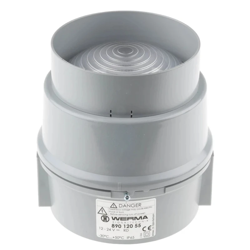 Werma BWM 890 Series Red Beacon 24V DC Steady Surface, LED Bulb, IP65 890.120.55