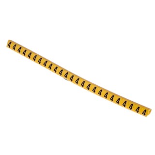 HellermannTyton Helagrip Slide-On Cable Marker, Pre-Printed '4', 2–5 mm Cable, PVC, Yellow/Black, 901-10360