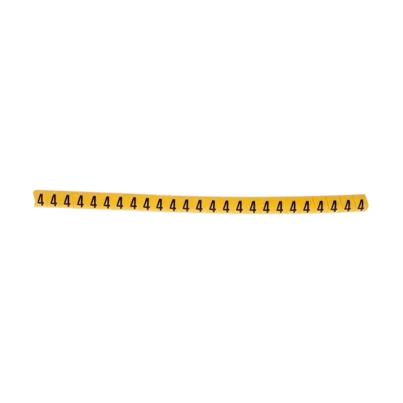 HellermannTyton Helagrip Slide-On Cable Marker, Pre-Printed '4', 2–5 mm Cable, PVC, Yellow/Black, 901-10360