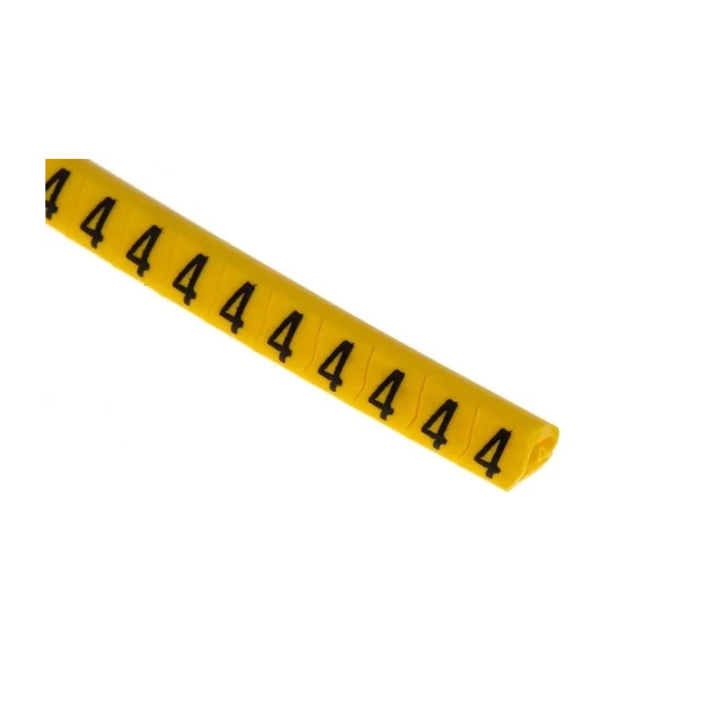 HellermannTyton Helagrip Slide-On Cable Marker, Pre-Printed '4', 2–5 mm Cable, PVC, Yellow/Black, 901-10360