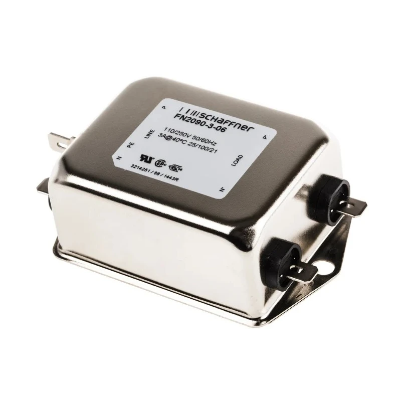 Schaffner Chassis Mount EMI Filter, 3A, 250V AC/DC, 0Hz–400Hz, Fast-On 1 Phase FN2090