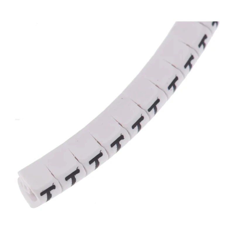 HellermannTyton Helagrip Slide-On Cable Marker, Polyvinyl Chloride, Pre-printed 'T', 2–5 mm Cable Diameter, Black 901-10384
