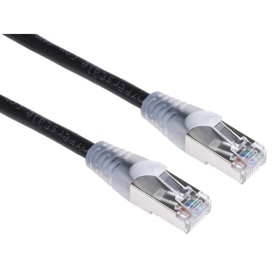 RS PRO Cat5e Ethernet Cable RJ45 Male to RJ45 Male, 2 m, Black, Shielded PVC 556-972