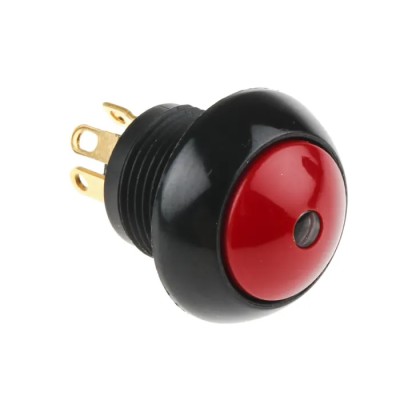 Otto Illuminated Push Button Switch, Momentary Operation, 20 mm Panel Cutout, SPDT, Red LED, IP68S, 28 V DC LP9-11131F21
