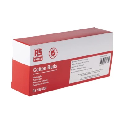 RS PRO Cotton Buds Wood Handle, 150mm, Box of 200 for Computer Cleaning 558-802